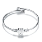 Heart bracelet with initial silver u