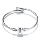 Heart bracelet with initial silver b