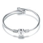 Heart bracelet with initial silver v