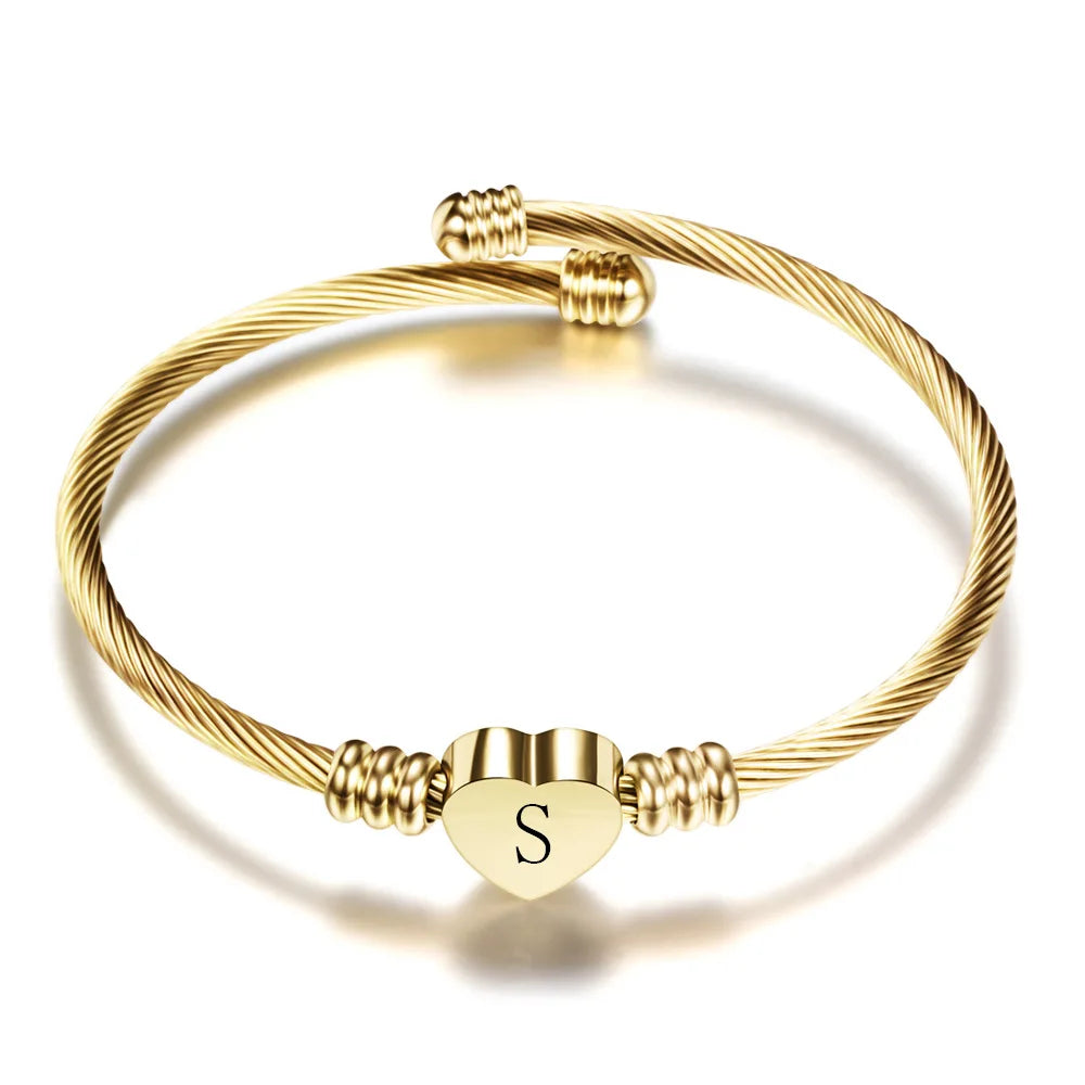 Heart bracelet with initial s