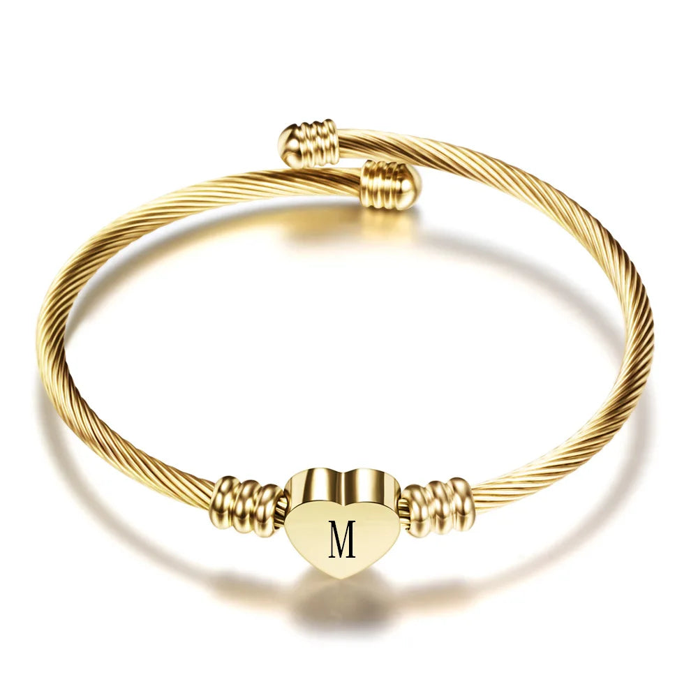 Heart bracelet with initial m