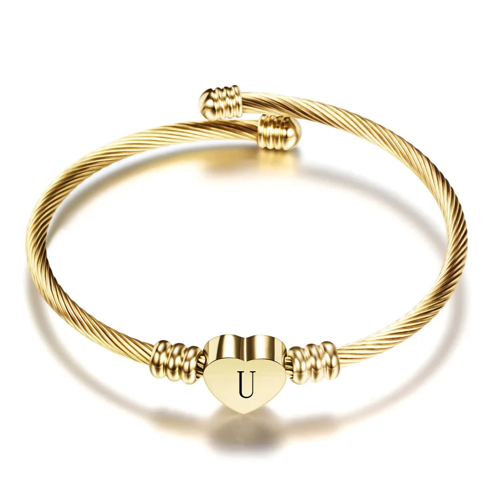 Heart bracelet with initial u