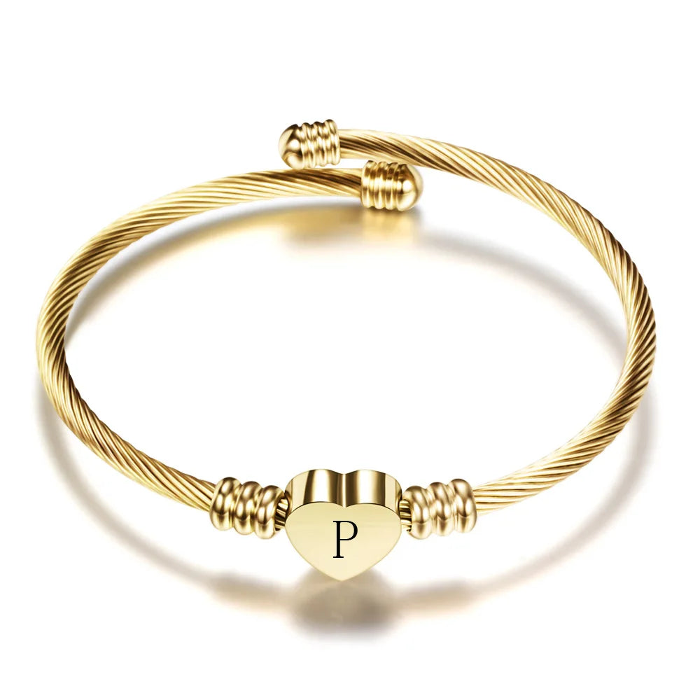 Heart bracelet with initial p