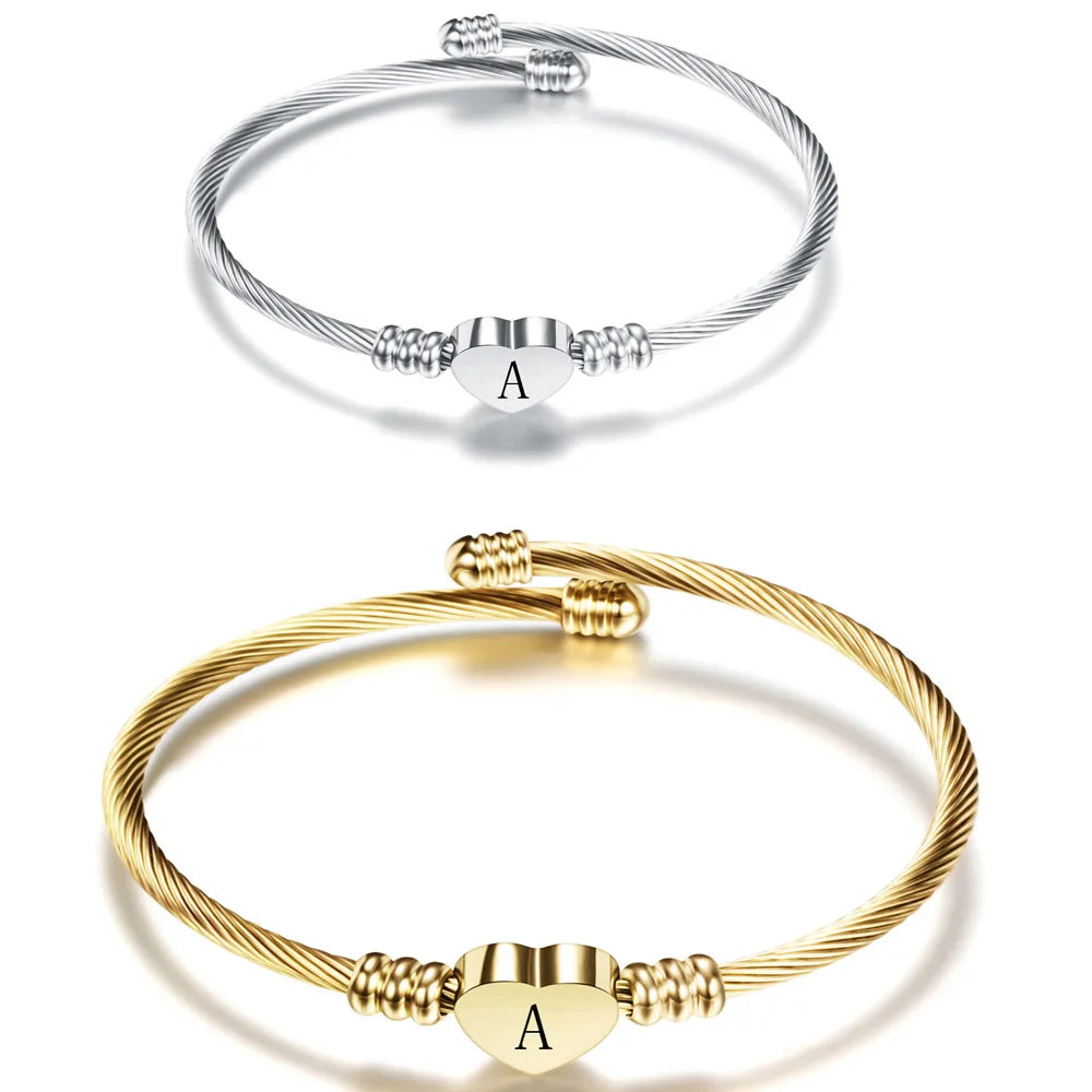 Heart bracelet with initial