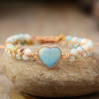 Healing Heart Bracelet in Natural White Stone