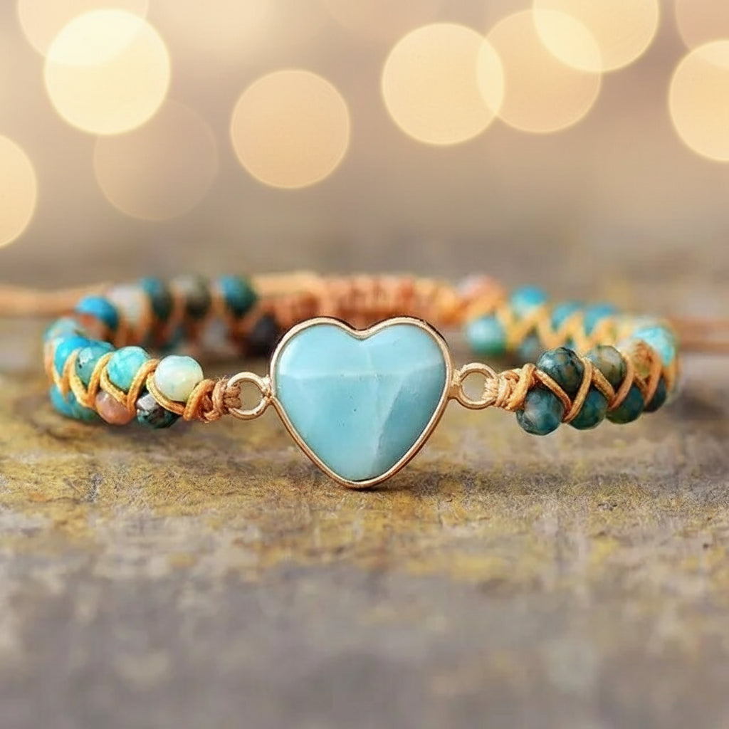 Healing Heart Bracelet in Natural Blue Stone
