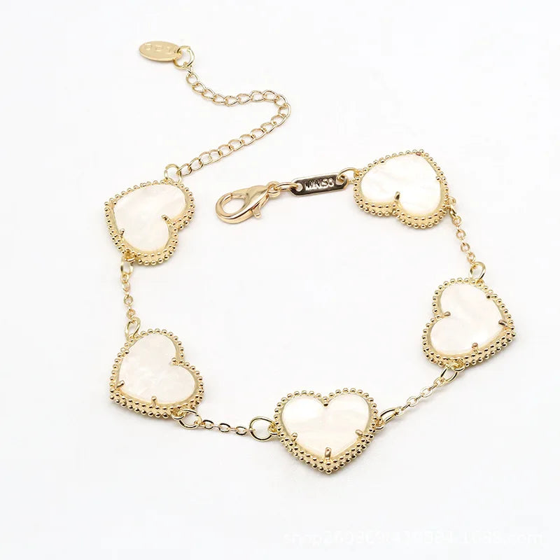 Golden Heart Bracelet Woman white