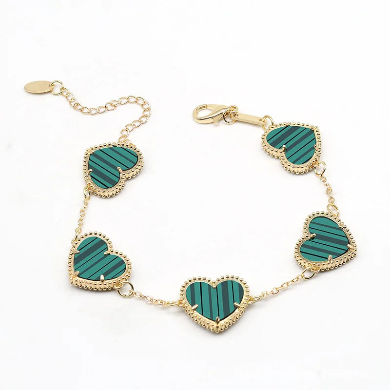 Golden Heart Bracelet Woman green