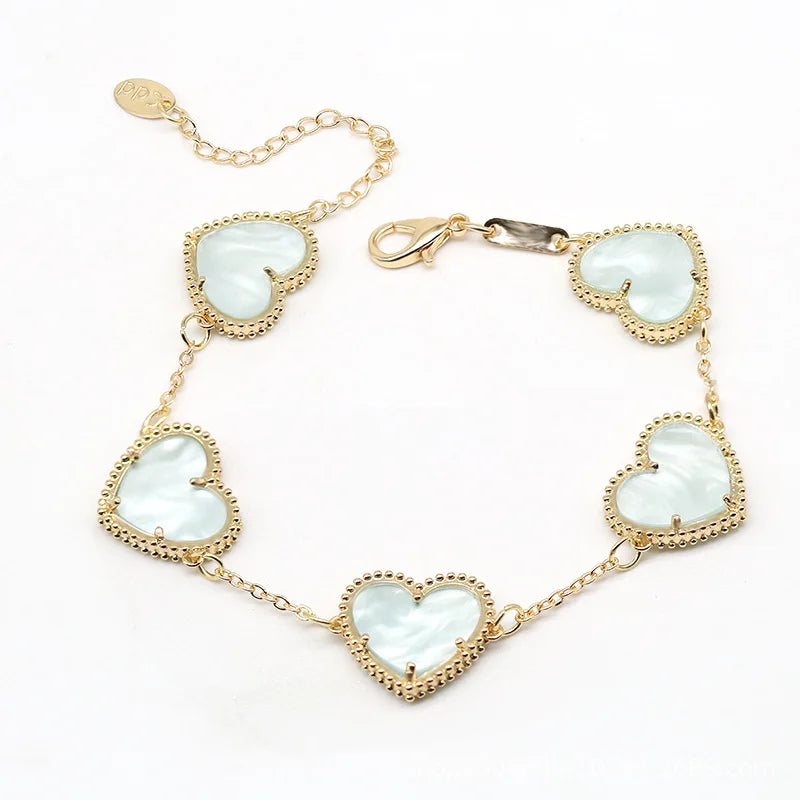 Golden Heart Bracelet Woman light green