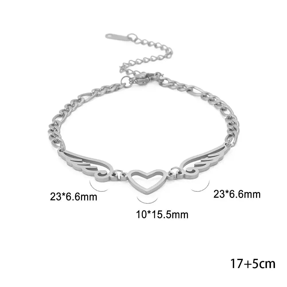 Heart and angel wings bracelet