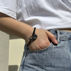 Women's Heart Curb Chain Bracelet black