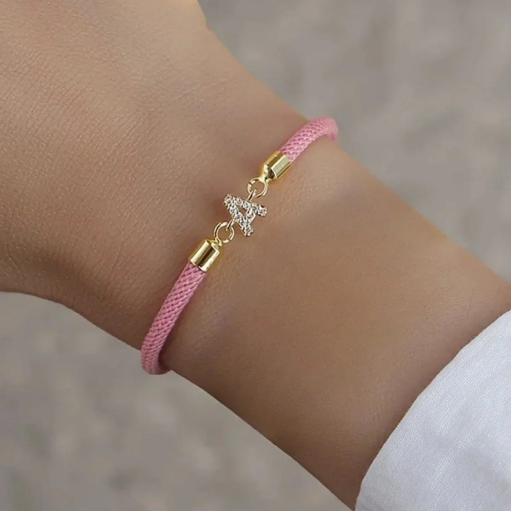 Colorful bracelet with rhinestone initial letter