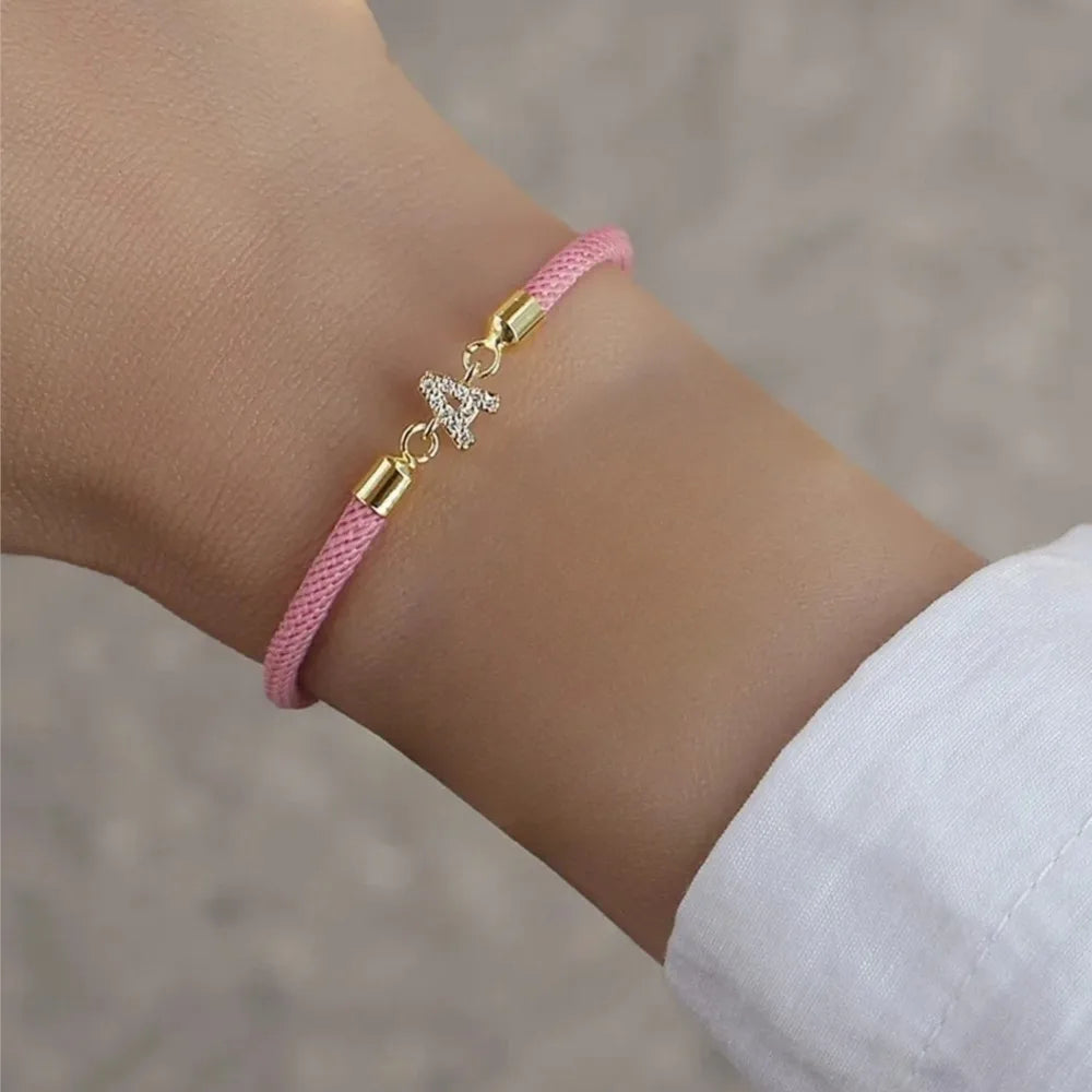 Colorful bracelet with rhinestone initial letter