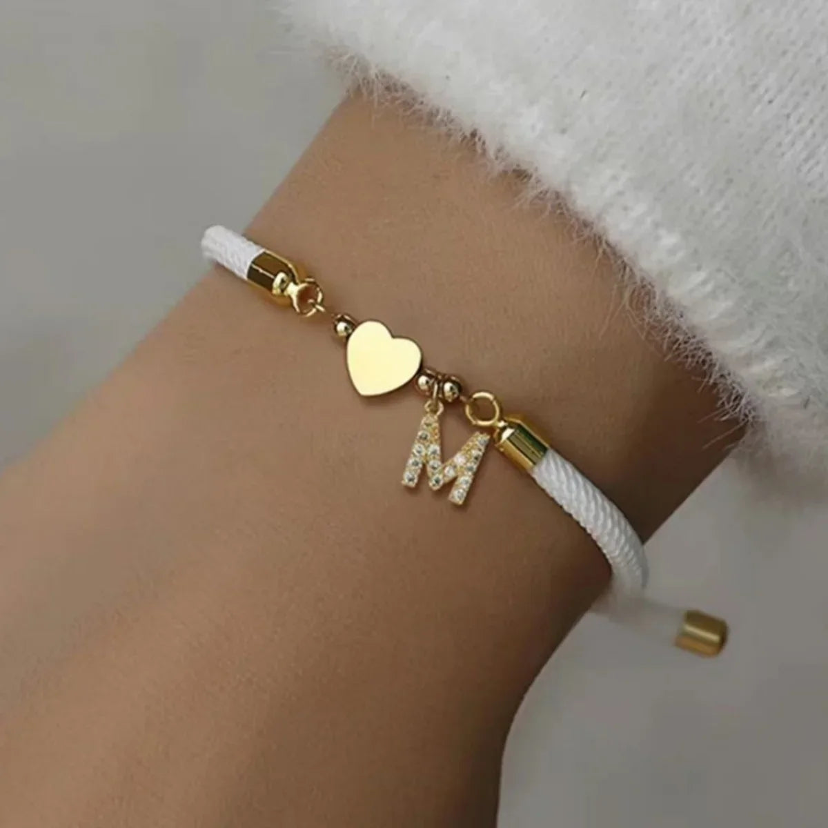 Colorful bracelet with rhinestone initial letter