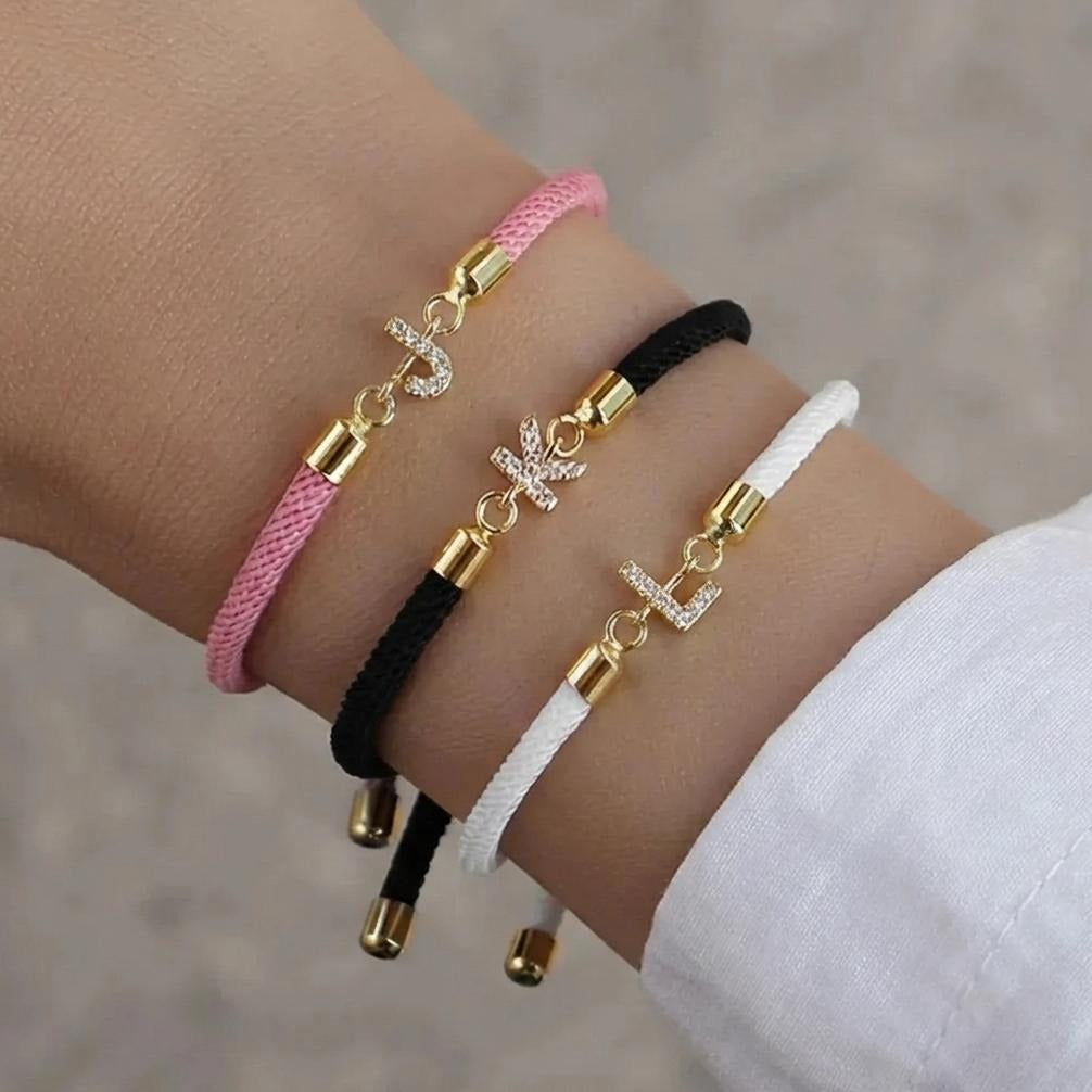 Colorful bracelet with rhinestone initial letter