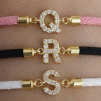 Colorful bracelet with rhinestone initial letter