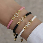Colorful bracelet with rhinestone initial letter