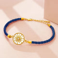 Leather Compass Bracelet Midnight Blue Gold Wind Rose Compass