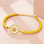 Leather Compass Bracelet Yellow Gold Wind Rose Compass