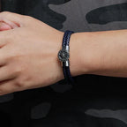 Men's Compass Leather Bracelet Black Rose of the Winds Compass