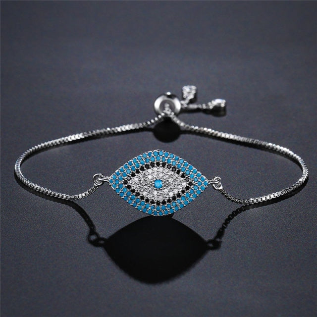 Bracelet Against the Evil Eye Blue Greek Turkish Matiasma Mataki Silver Chain 1