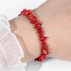 Small Red Coral Chips Bracelet