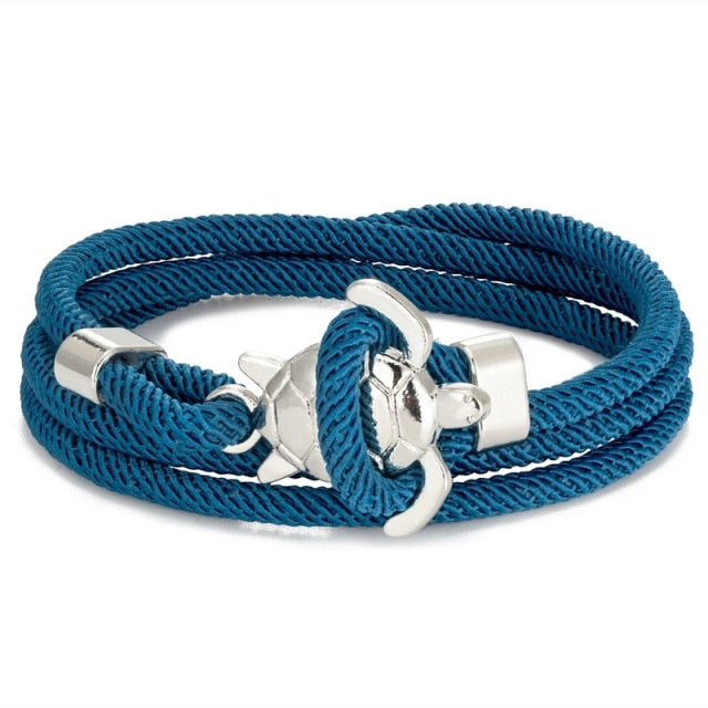 Sea Turtle Cord Bracelet Blue