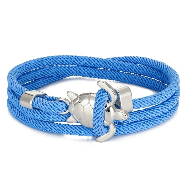 Sea Turtle Cord Bracelet Sky Blue