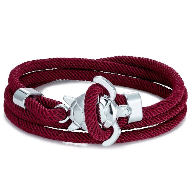 Sea Turtle Cord Bracelet Burgundy
