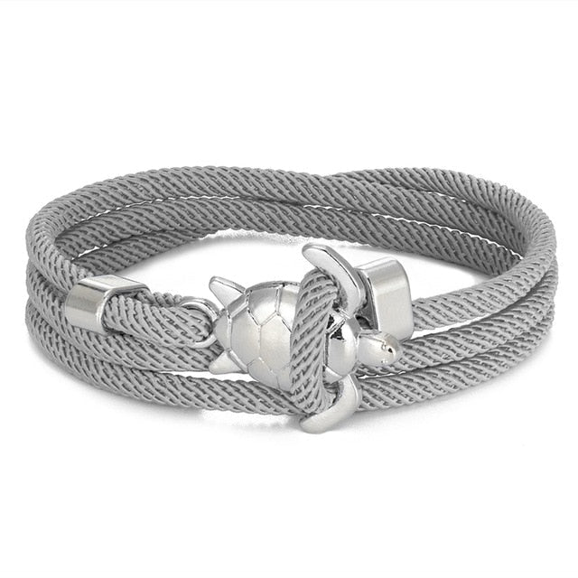 Sea Turtle Cord Bracelet Gray