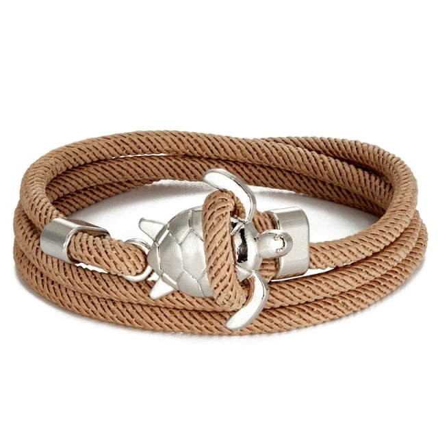 Sea Turtle Cord Bracelet Brown