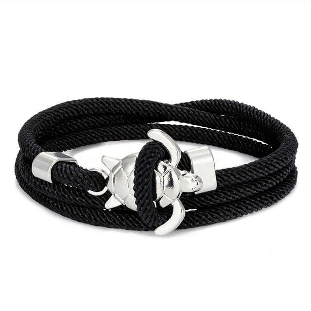 Sea Turtle Cord Bracelet Black