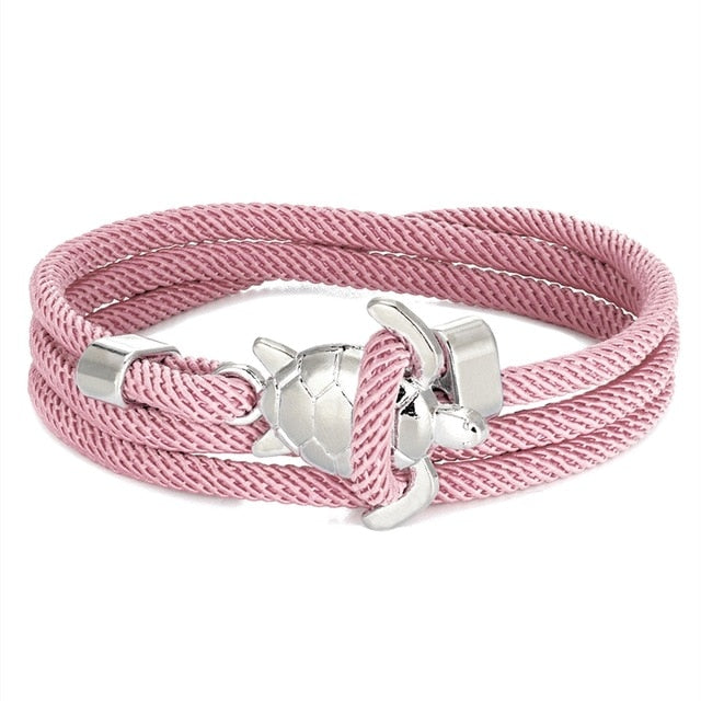 Sea Turtle Cord Bracelet Pink