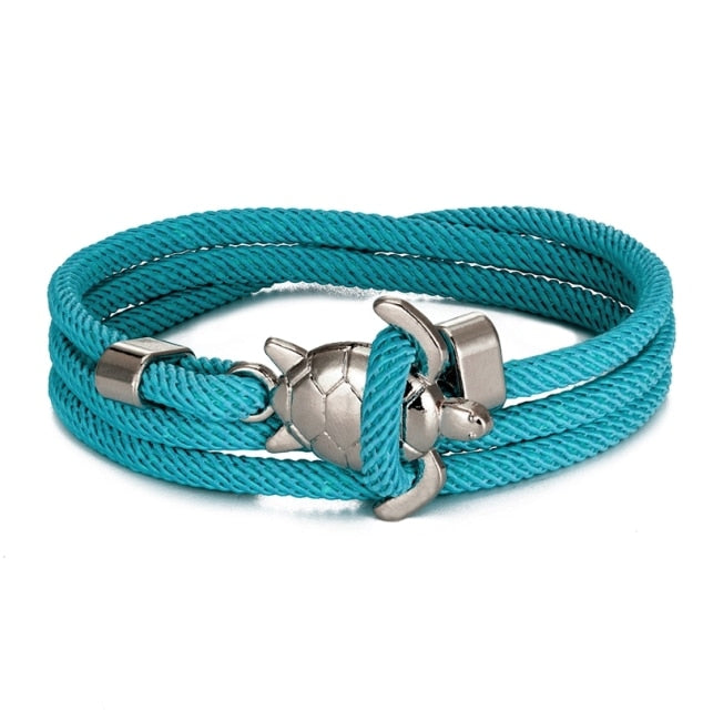 Sea Turtle Cord Bracelet Turquoise