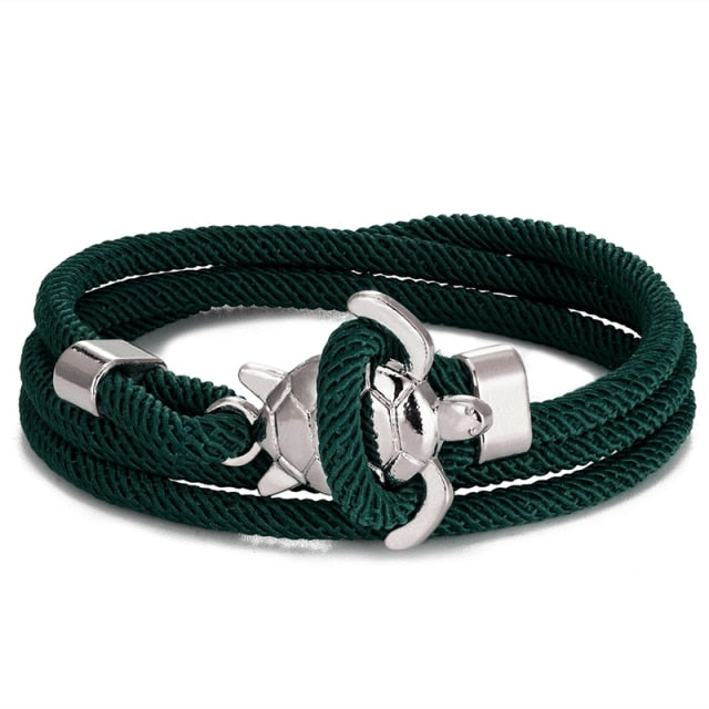 Sea Turtle Cord Bracelet Green