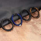 Rosary Cross Bracelet Natural Stones And Leather