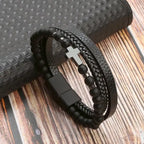 Rosary Cross Bracelet Natural Stones And Leather