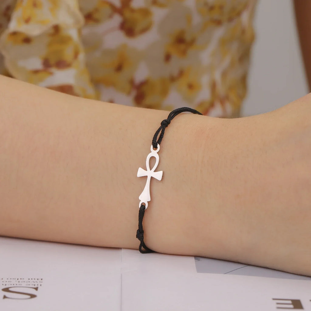 Ankh Cross Egypt Black Bracelet
