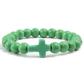 Cross Bracelet in Green Natural Stones