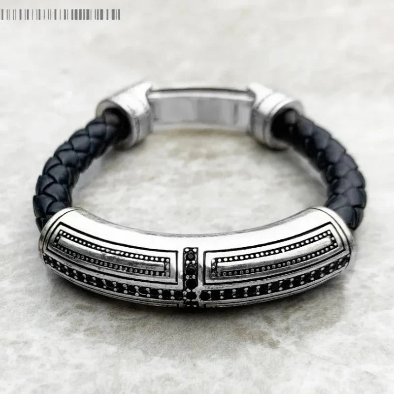 Rustic Cross Leather Bracelet - Exception®