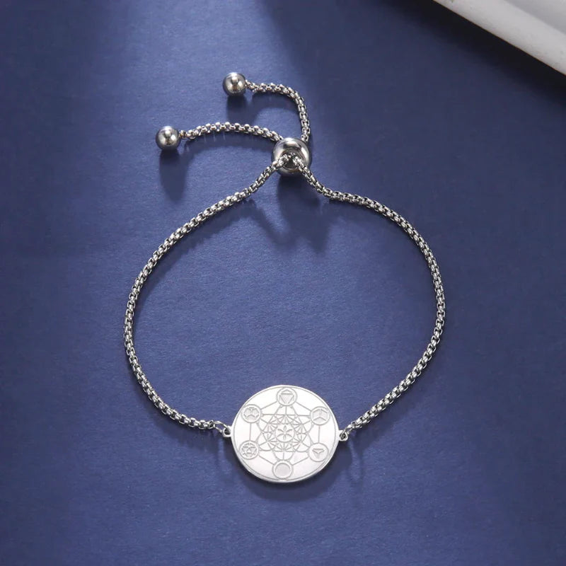 Metatron's Cube Protection Bracelet silver