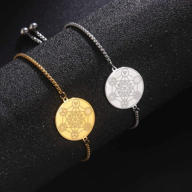 Metatron's Cube Protection Bracelet silver