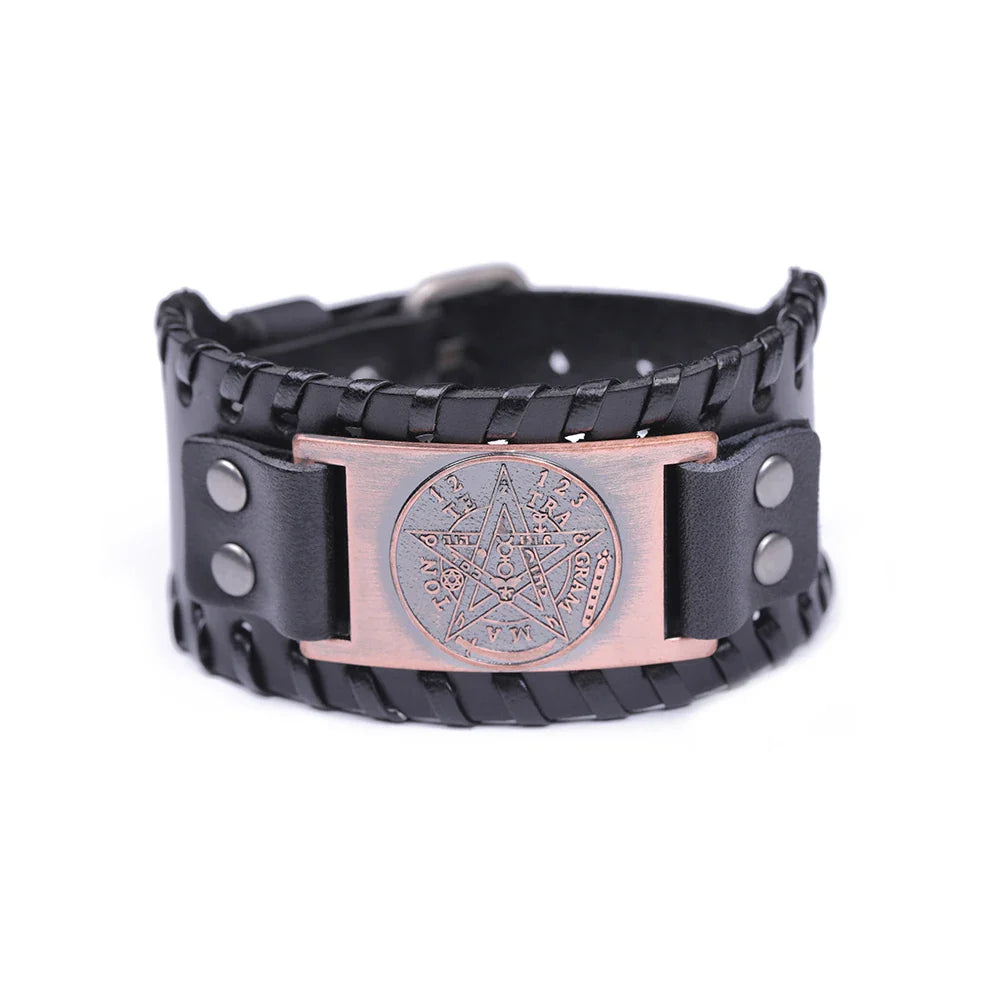 Leather Bracelet Pentacle Witchcraft Wiccan Chain 4