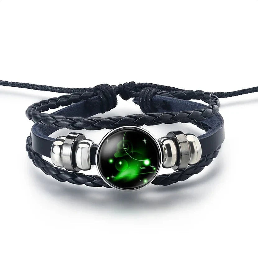 Leather Bracelet Zodiac Sign 12 Constellations Aries