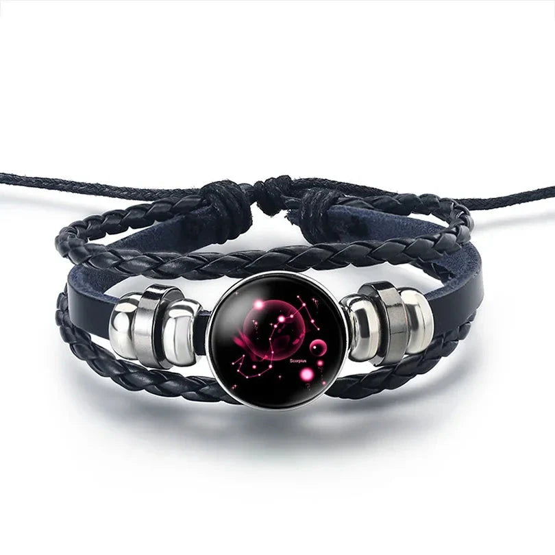 Leather Bracelet Zodiac Sign 12 Constellations Scorpio