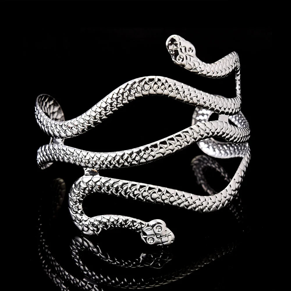 Women's Snake Arm Bracelet - Silver Arm Chain Ornament and Biceps Jewelry