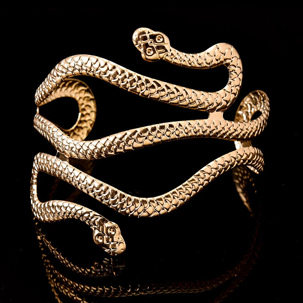 Women's Snake Arm Bracelet - Gold Arm Chain Ornament and Biceps Jewelry