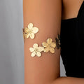 Women's arm bracelet - gold flower petal bicep chain
