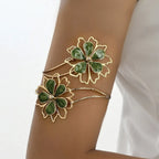 Flower arm bracelet for women - green bicep chain