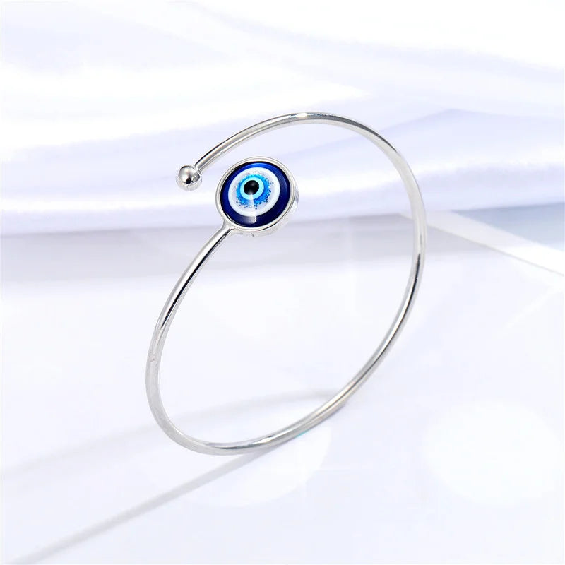Charm Bracelet Against the Evil Eye Blue Turkish Silver
